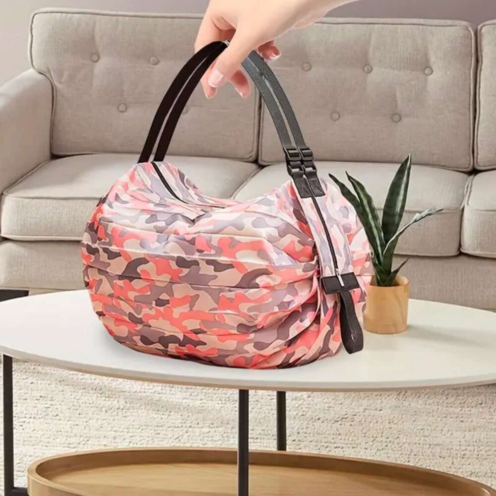 Brand New Pink & Purple Camo Reusable Large Foldable Bag